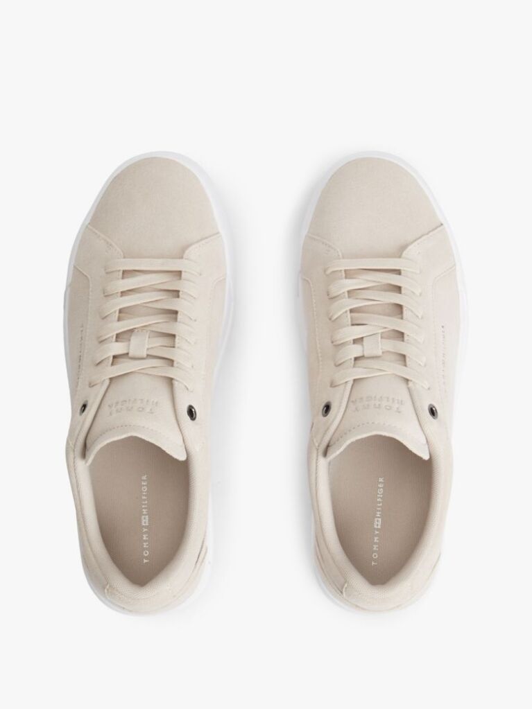 Beige Suede Court Trainers  Men