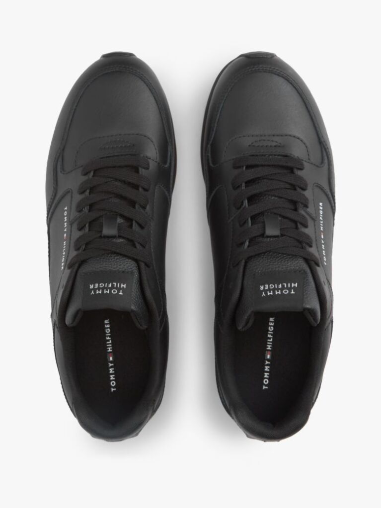 Μαύρο Δερμάτινα Sneakers Με Λογότυπο  Άνδρες