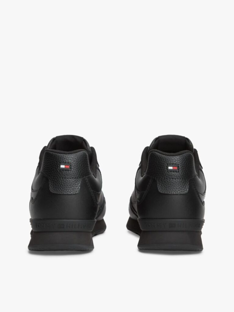 Μαύρο Δερμάτινα Sneakers Με Λογότυπο  Άνδρες