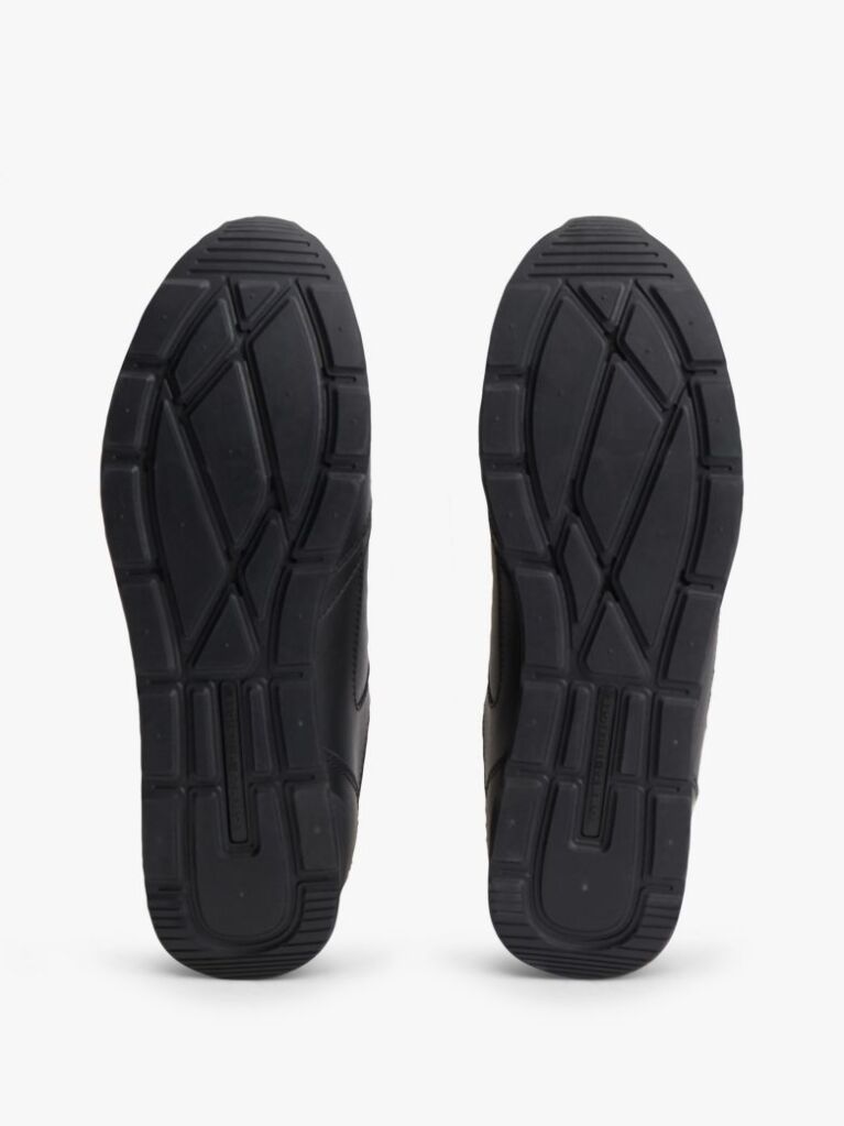 Μαύρο Δερμάτινα Sneakers Με Λογότυπο  Άνδρες