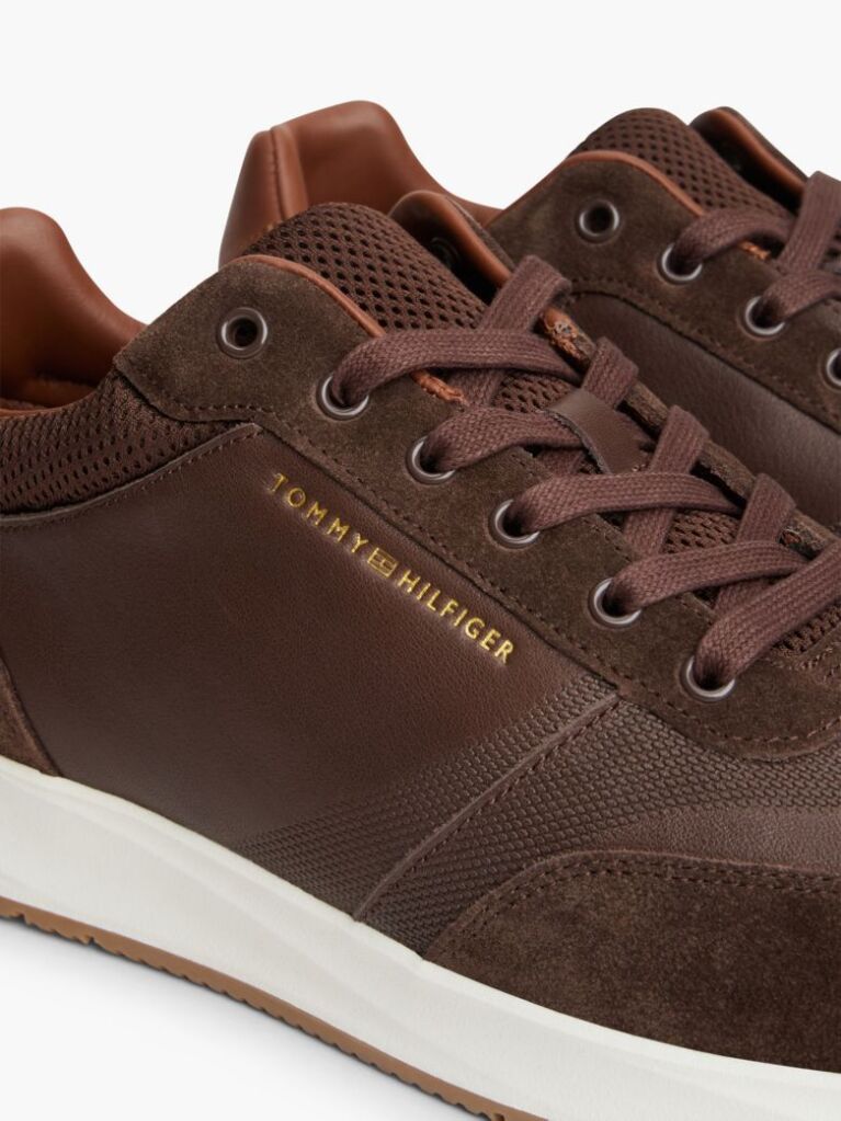Brown Suede Mixed Texture Trainers  Men