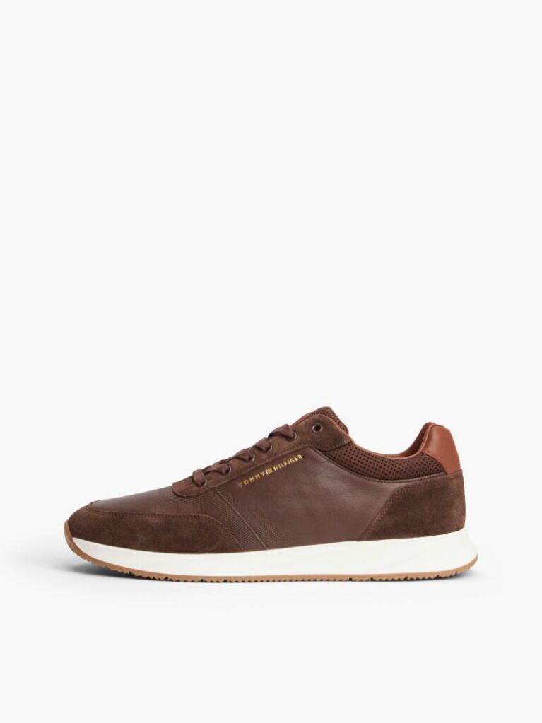 Brown Suede Mixed Texture Trainers  Men