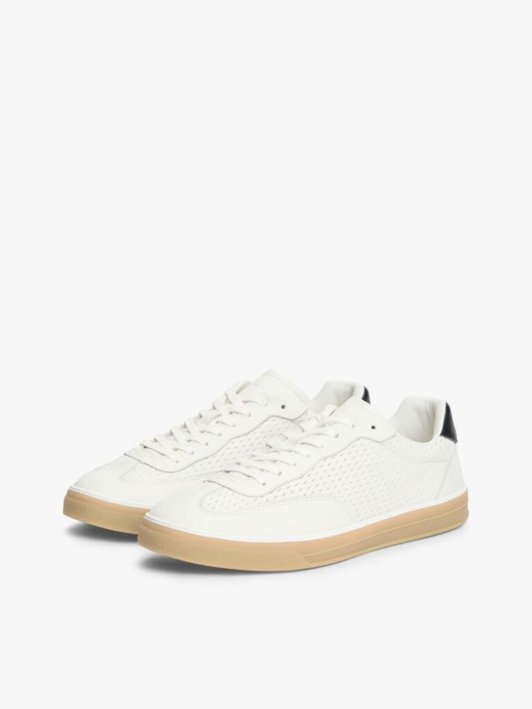 Άσπρο Δερμάτινα Sneakers Με Cutout Σχέδιο  Άνδρες