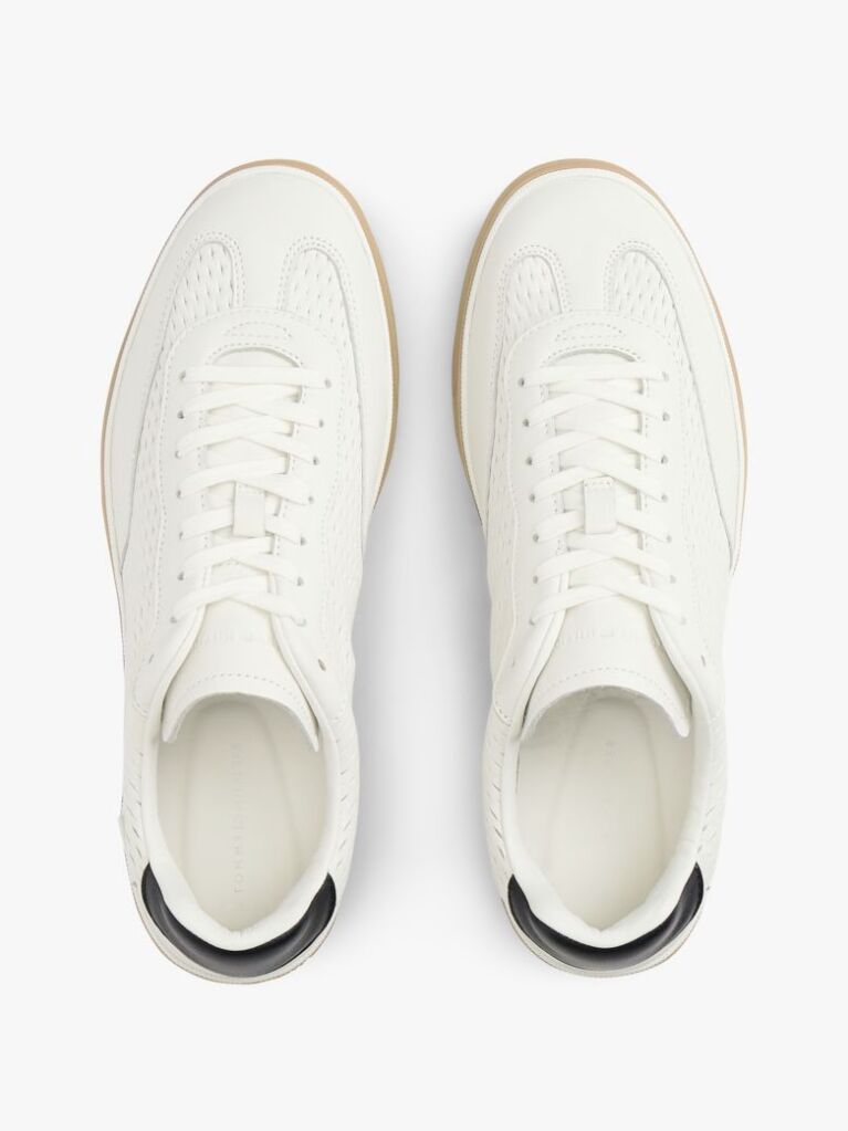 Άσπρο Δερμάτινα Sneakers Με Cutout Σχέδιο  Άνδρες