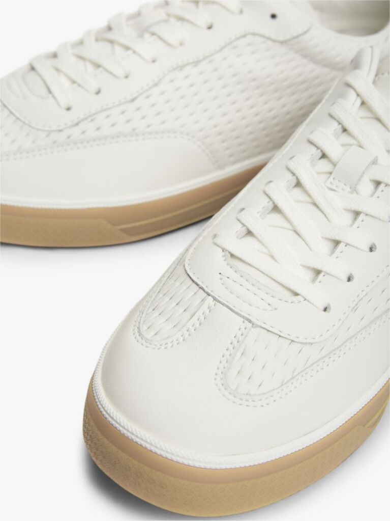 Άσπρο Δερμάτινα Sneakers Με Cutout Σχέδιο  Άνδρες