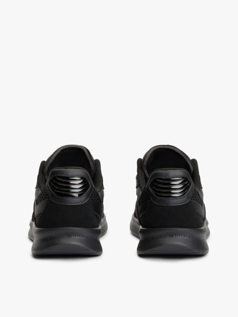 Black Lightweight Mixed Texture Trainers  Men