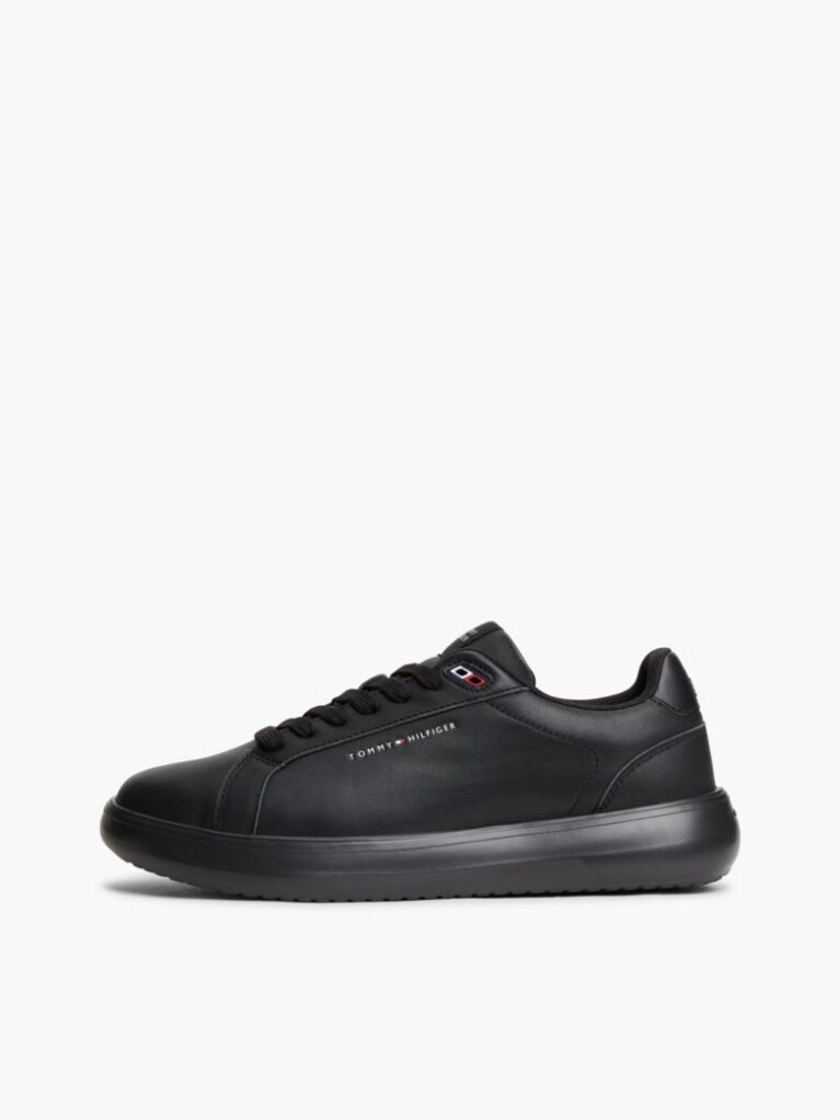 Black Chunky Leather Sneakers  Men