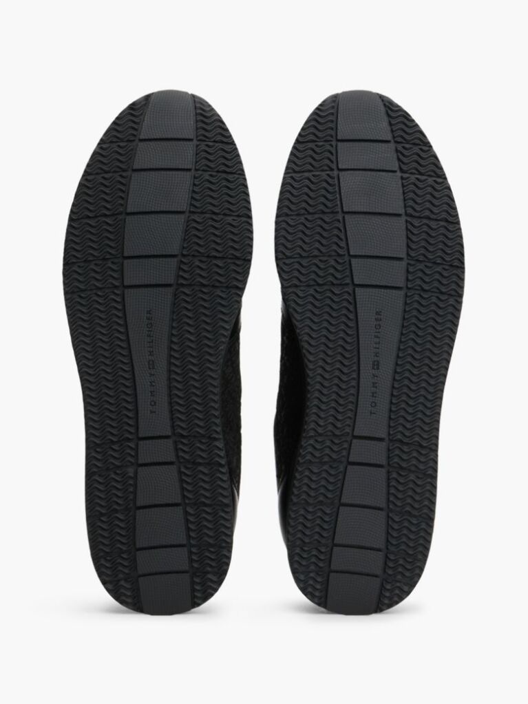 Μαύρο TH Monogram Δερμάτινα Runner Sneakers  Άνδρες
