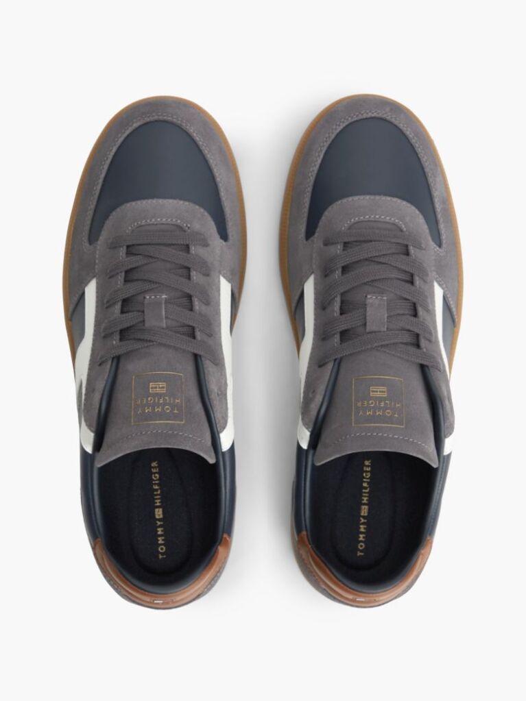 Blue Leather Mixed Texture Sneakers  Men
