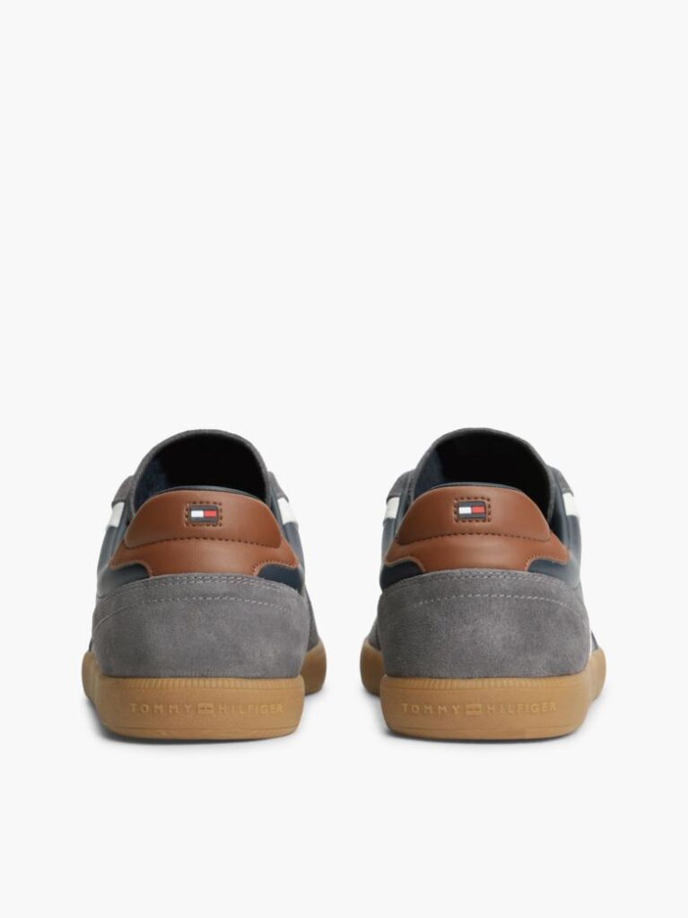 Blue Leather Mixed Texture Sneakers  Men