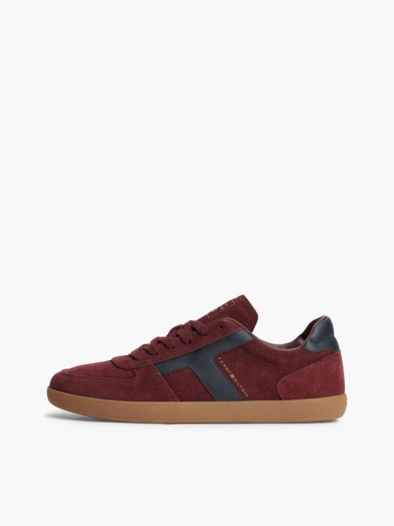 Red Suede Mixed Texture Sneakers  Men