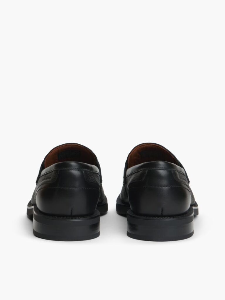 Μαύρο Δερμάτινα Loafers Με Ανάγλυφο Φινίρισμα  Άνδρες