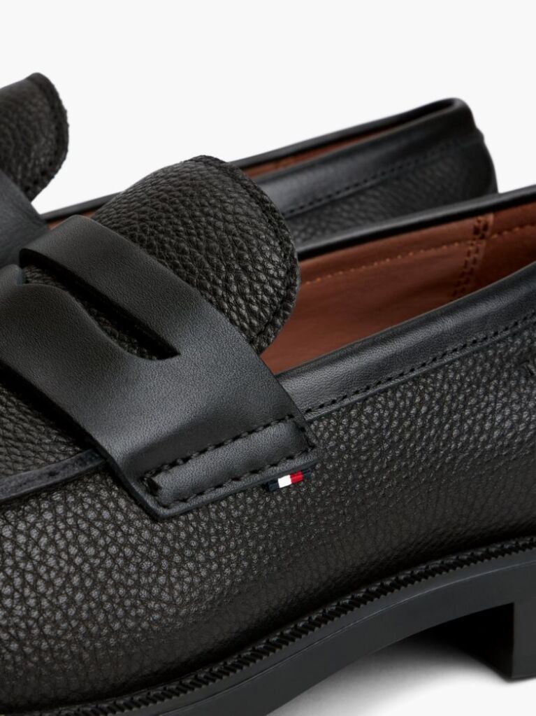 Μαύρο Δερμάτινα Loafers Με Ανάγλυφο Φινίρισμα  Άνδρες