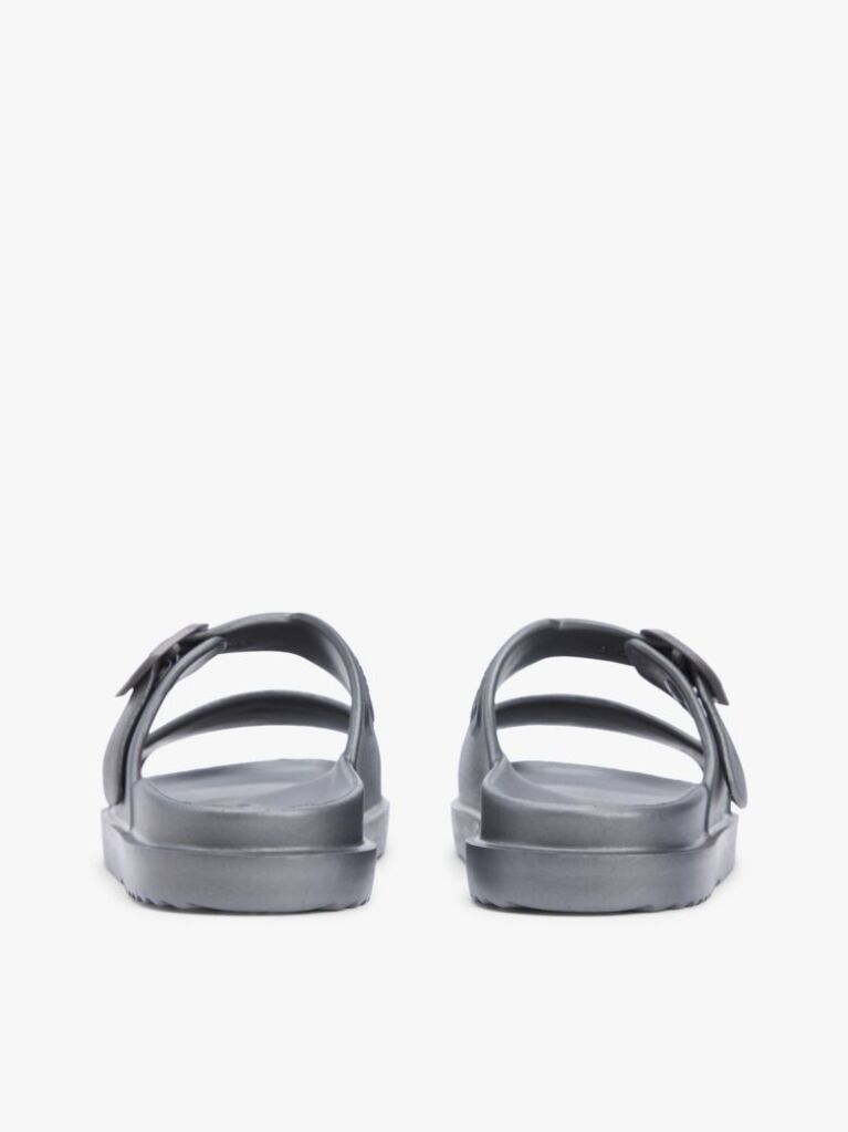 Grey Double Strap Enamel Flag Slides  Women