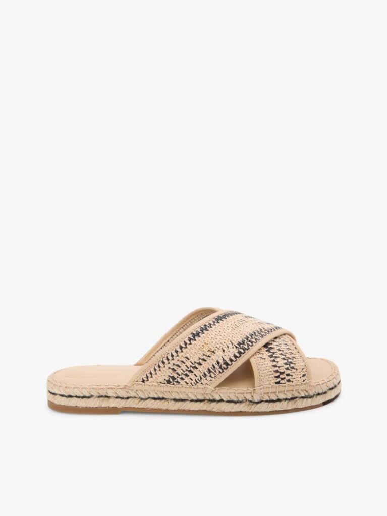 Beige Raffia TH Monogram Espadrille Mules  Women