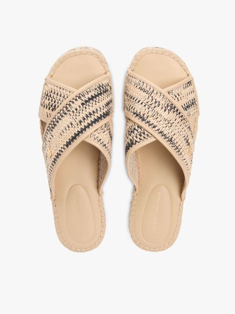 Beige Raffia TH Monogram Espadrille Mules  Women
