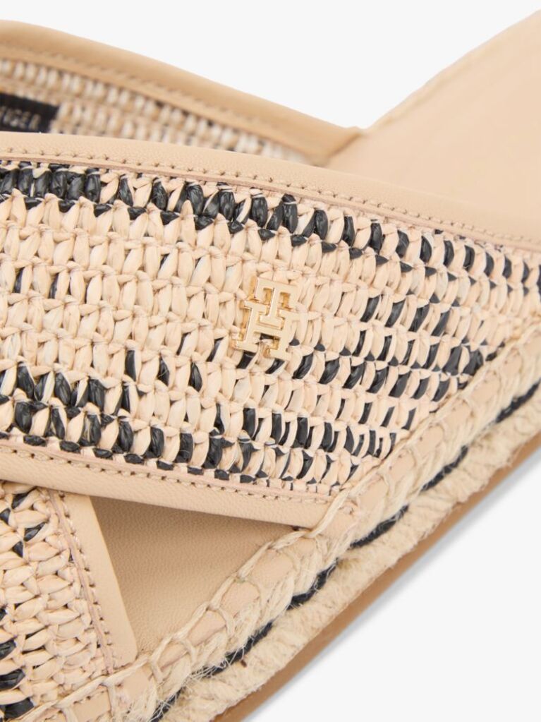 Beige Raffia TH Monogram Espadrille Mules  Women