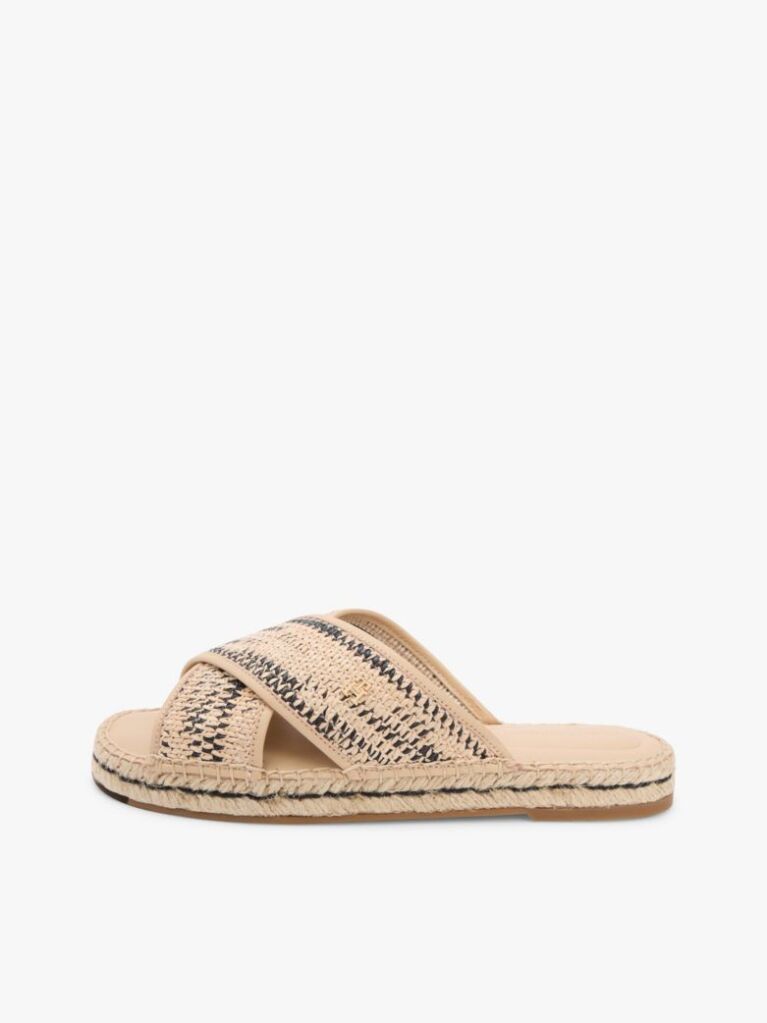 Beige Raffia TH Monogram Espadrille Mules  Women