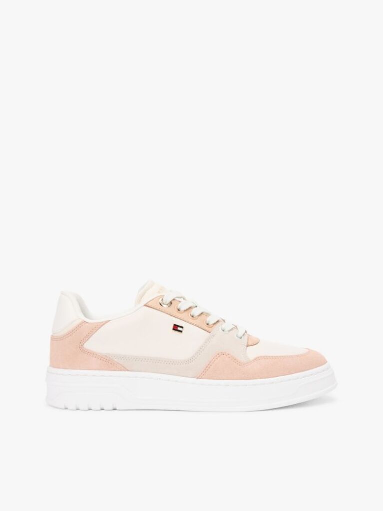 Multi Enamel Flag Leather Court Trainers  Women