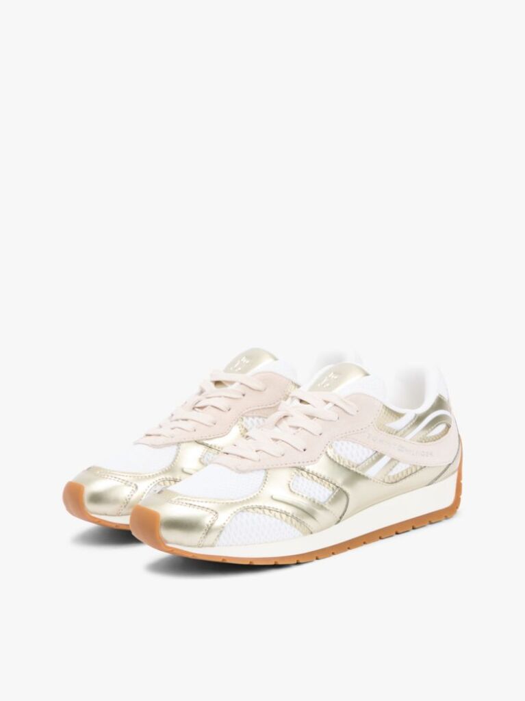 Multi Mixed Texture Metallic Trainers With Leather  Women