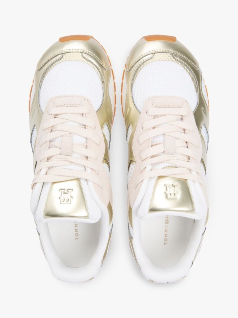 Multi Mixed Texture Metallic Trainers With Leather  Women