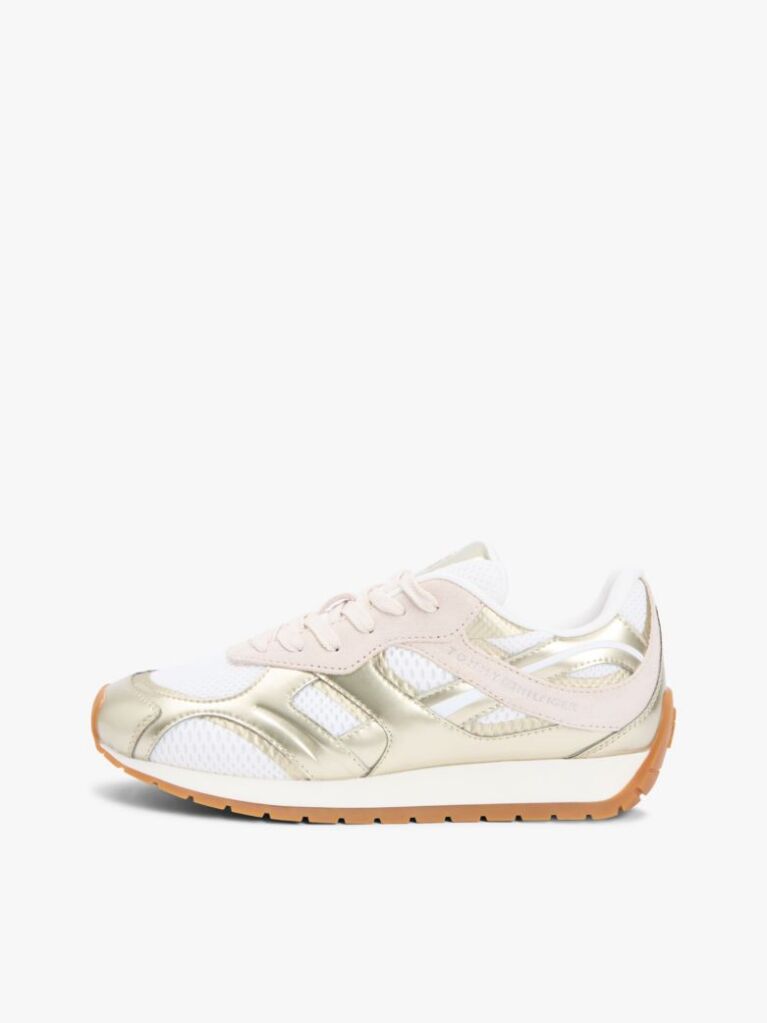 Multi Mixed Texture Metallic Trainers With Leather  Women