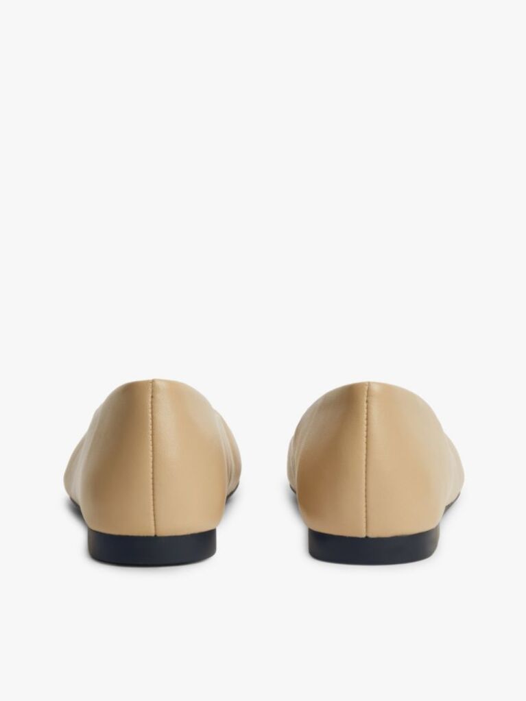 Beige TH Monogram Plaque Leather Ballerinas  Women