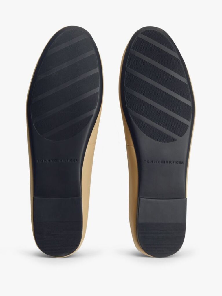 Beige TH Monogram Plaque Leather Ballerinas  Women