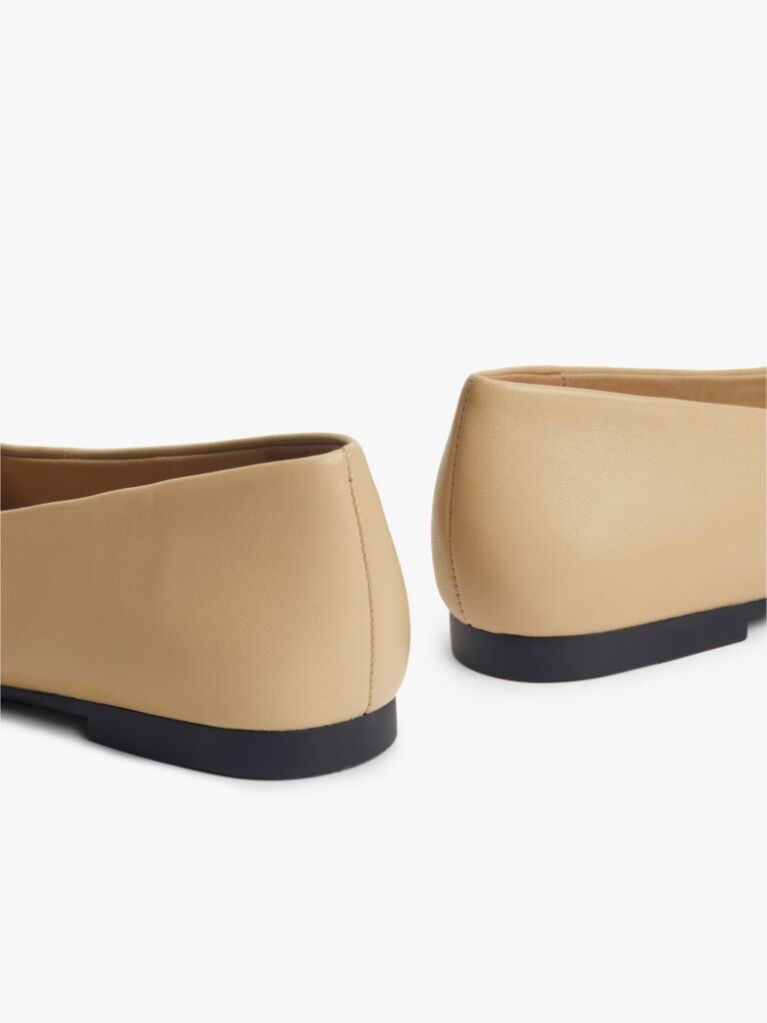 Beige TH Monogram Plaque Leather Ballerinas  Women
