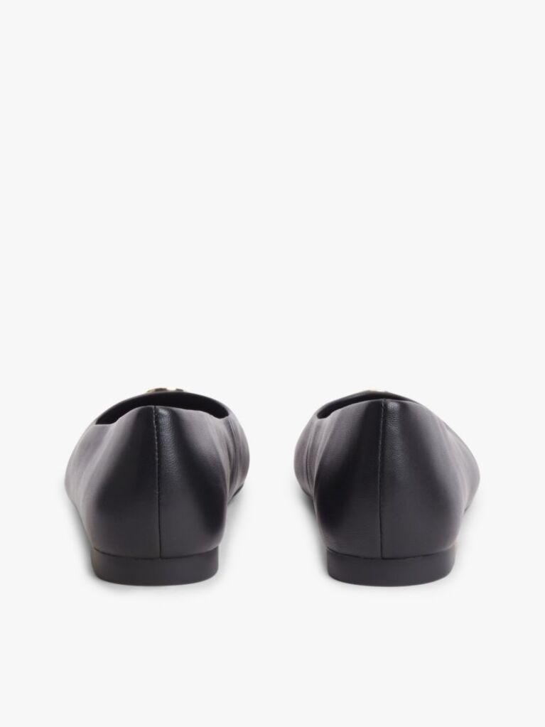 Black TH Monogram Plaque Leather Ballerinas  Women