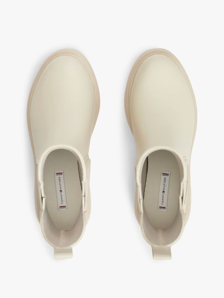 Beige Rubberised Flag Cleat Rain Boots  Women