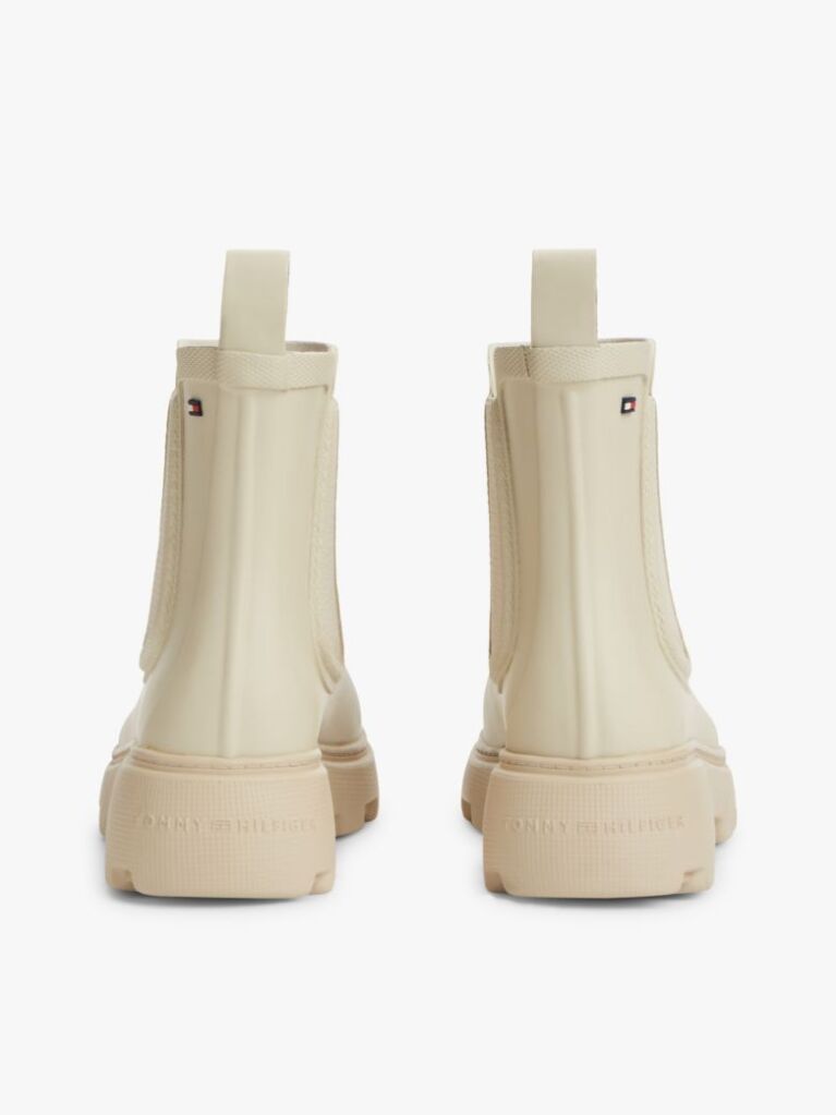 Beige Rubberised Flag Cleat Rain Boots  Women