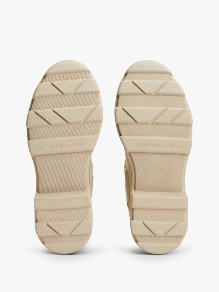 Beige Rubberised Flag Cleat Rain Boots  Women