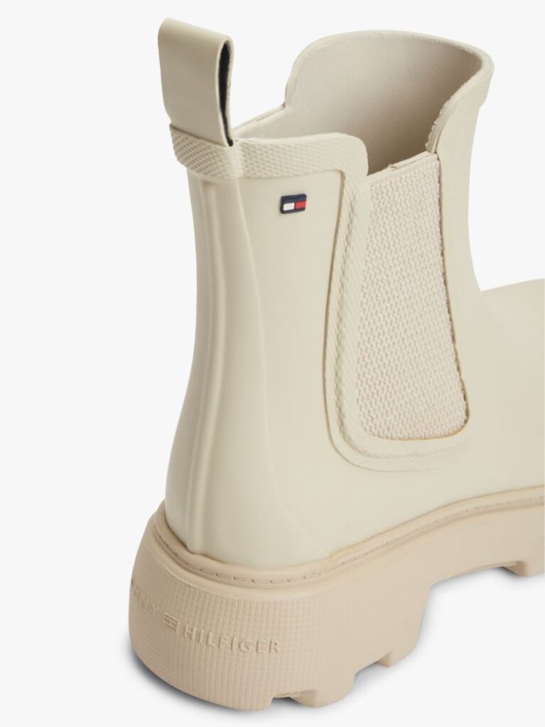 Beige Rubberised Flag Cleat Rain Boots  Women