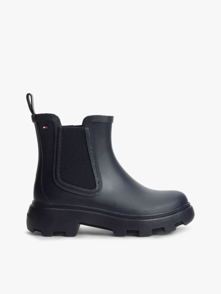 Blue Rubberised Flag Cleat Rain Boots  Women