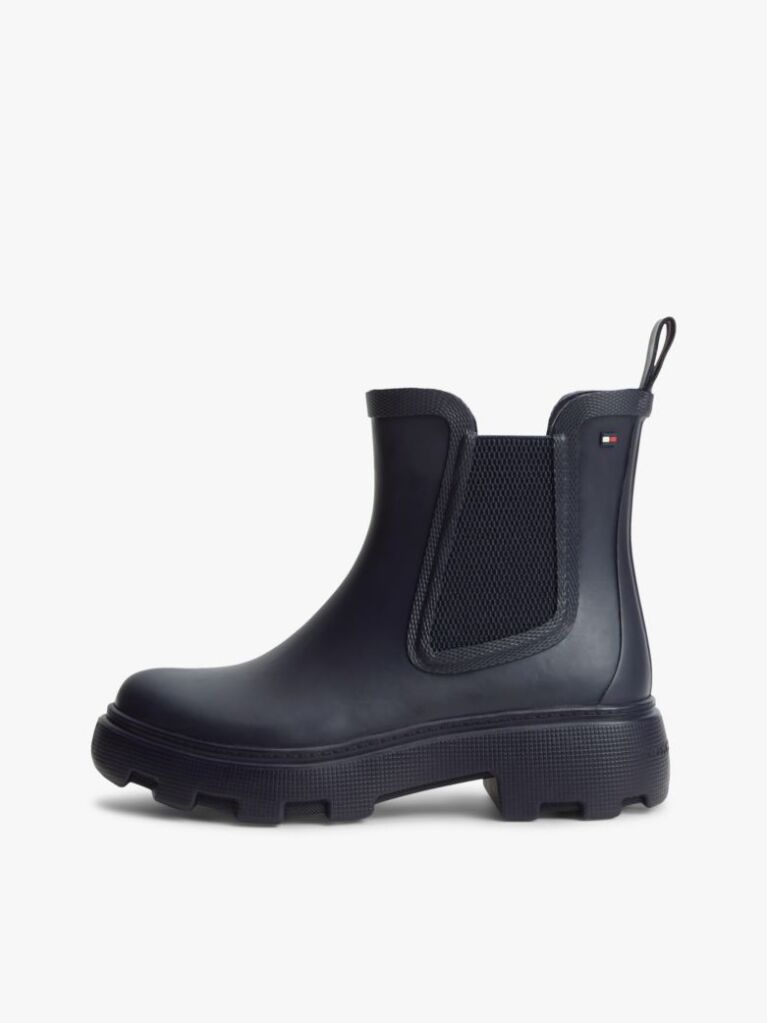Blue Rubberised Flag Cleat Rain Boots  Women