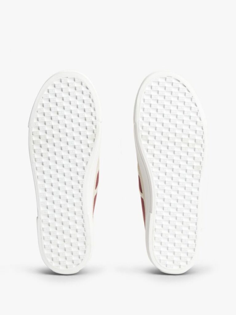 Red Contrast Piping Canvas Platform Trainers  Women
