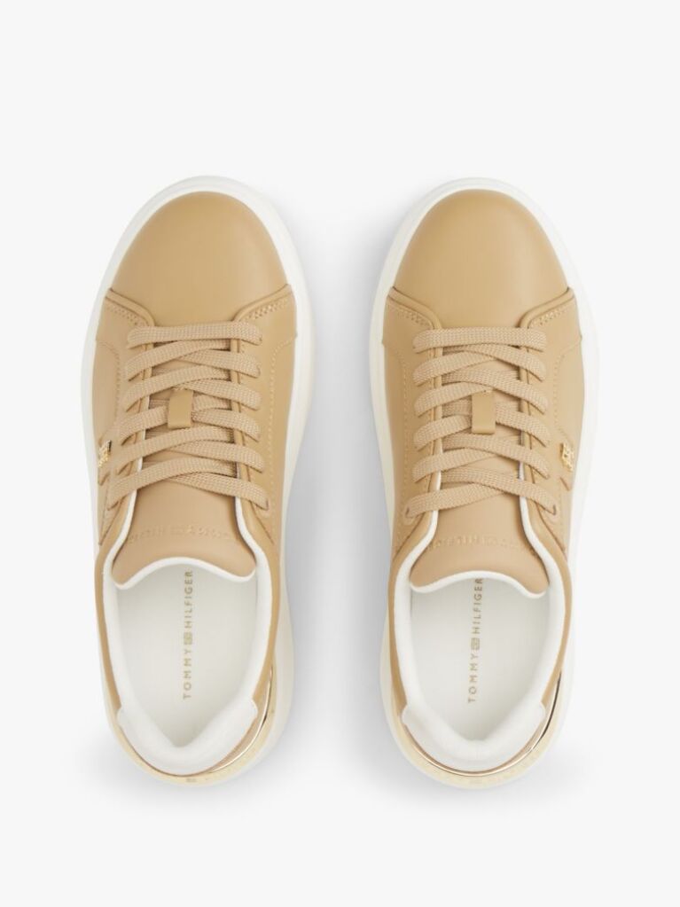 Μπεζ Δερμάτινα Sneakers Με Μονόγραμμα TH  Γυναίκες