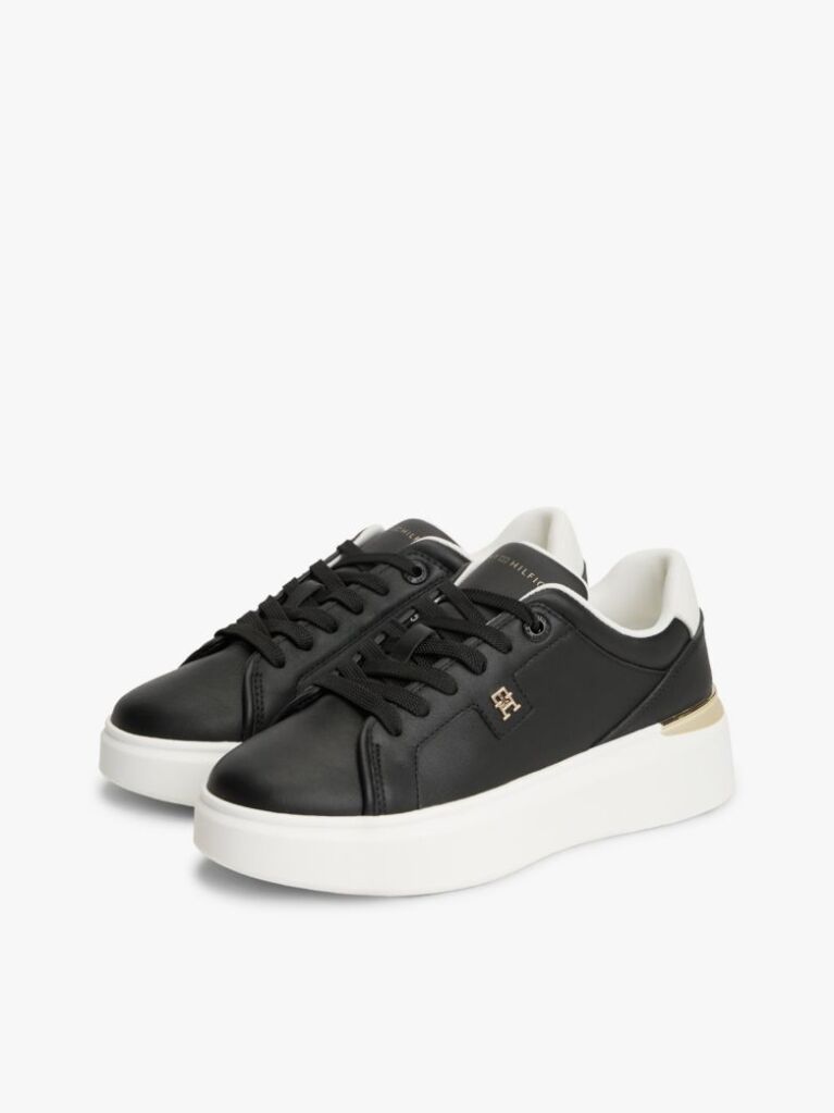Μαύρο Δερμάτινα Sneakers Με Μονόγραμμα TH  Γυναίκες