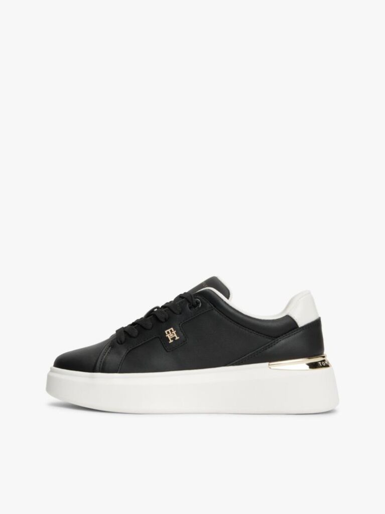 Μαύρο Δερμάτινα Sneakers Με Μονόγραμμα TH  Γυναίκες