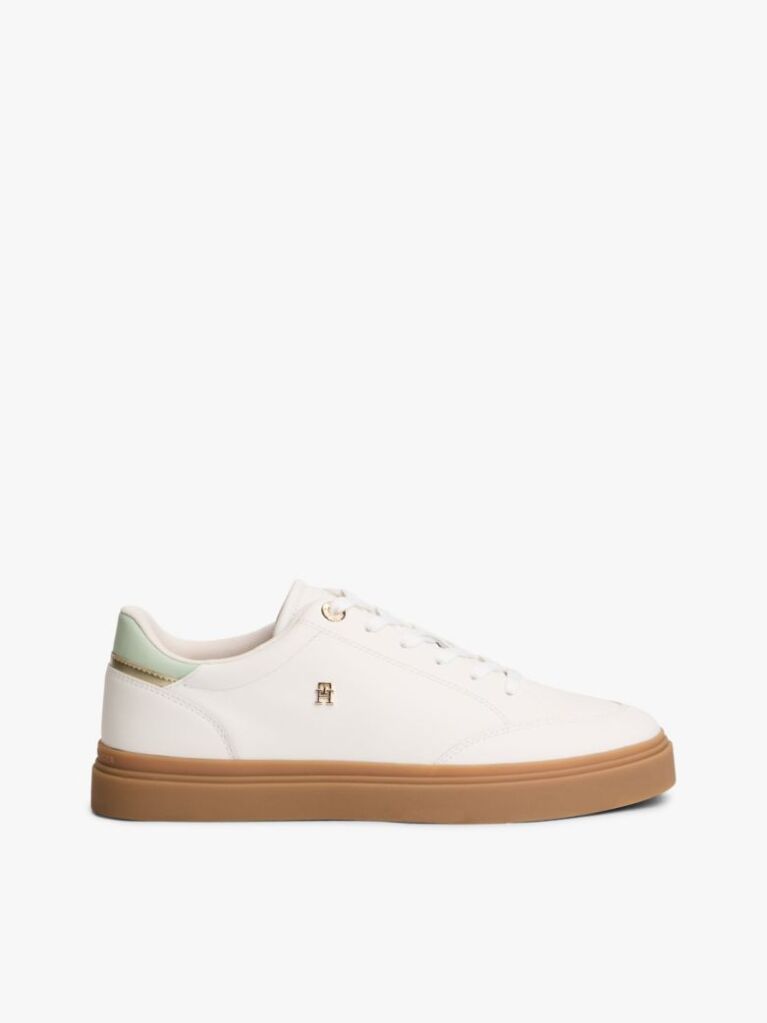 Beige TH Monogram Leather Trainers  Women