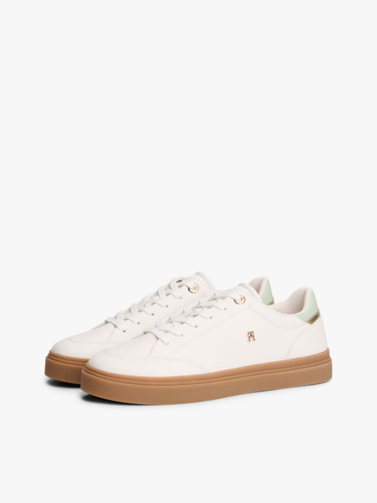 Beige TH Monogram Leather Trainers  Women