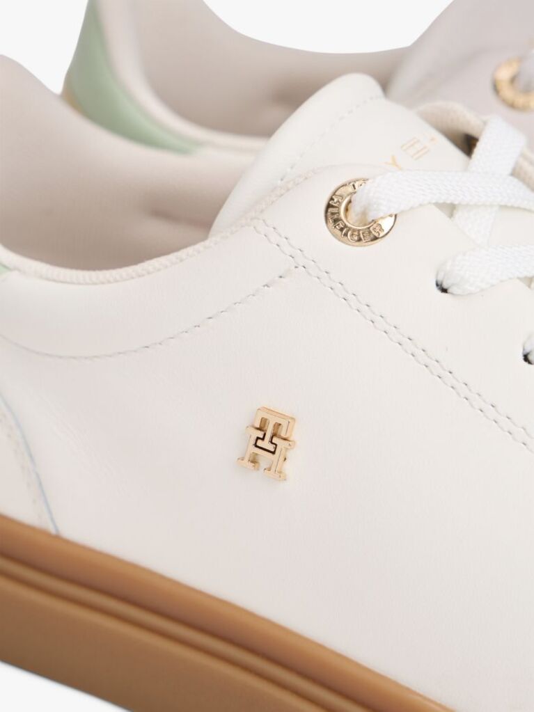 Beige TH Monogram Leather Trainers  Women