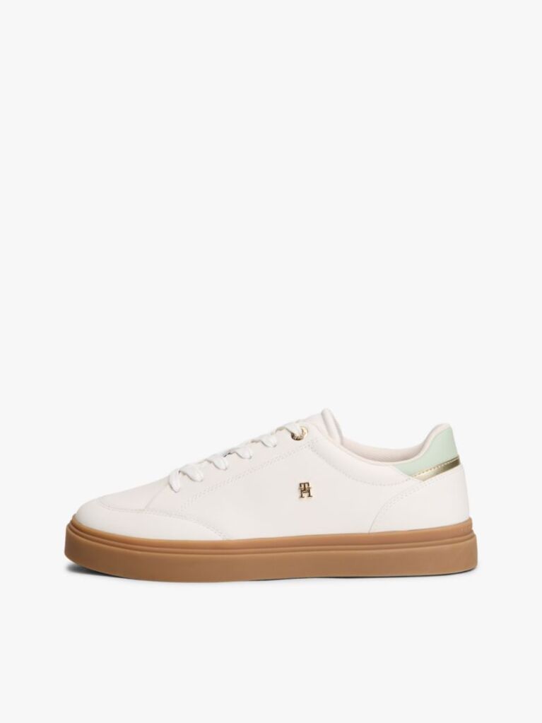 Beige TH Monogram Leather Trainers  Women