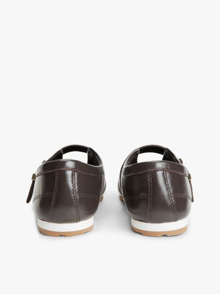 Brown Leather Mary Jane Trainers  Women