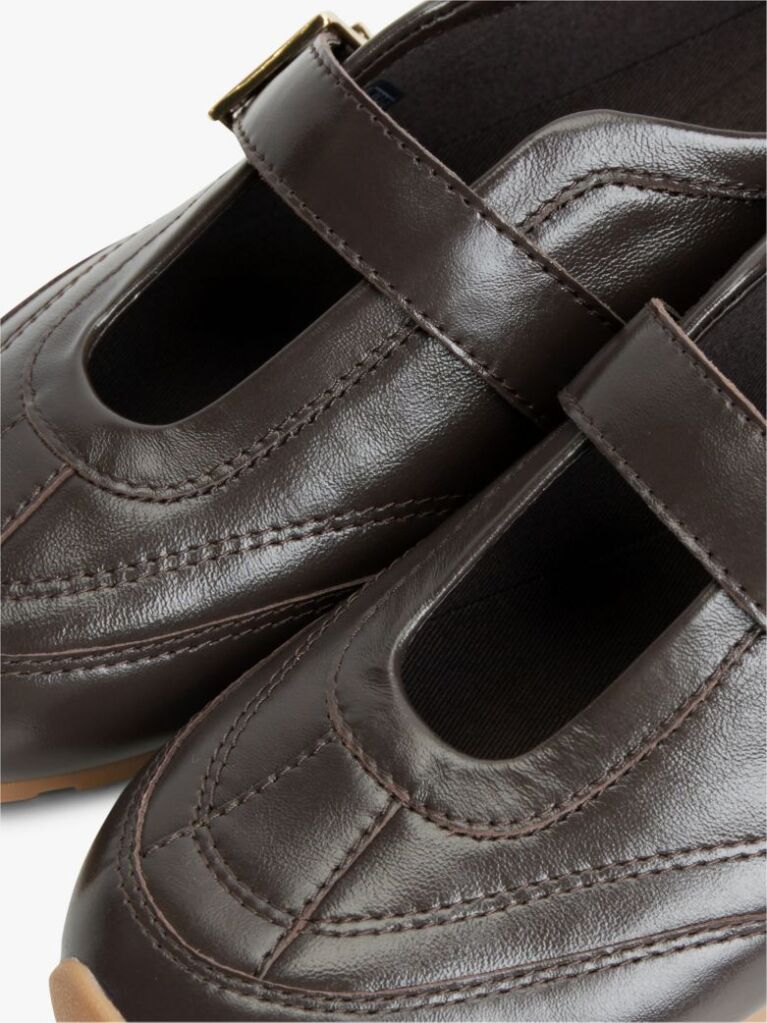 Brown Leather Mary Jane Trainers  Women