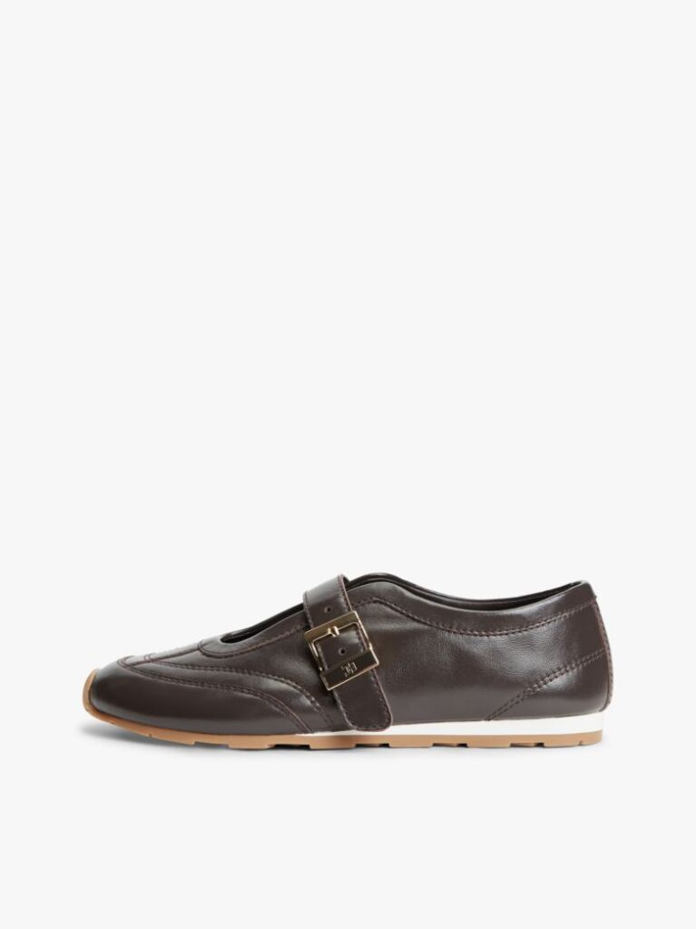 Brown Leather Mary Jane Trainers  Women