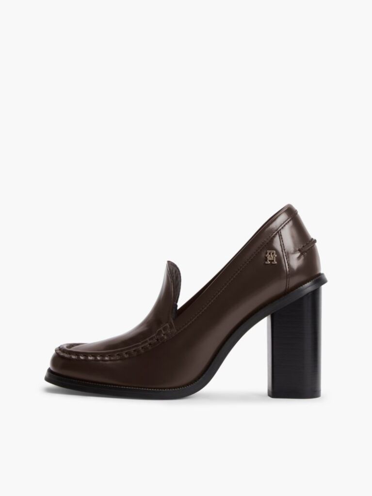 Καφέ Δερμάτινα Loafers Με Τακούνι Block  Γυναίκες