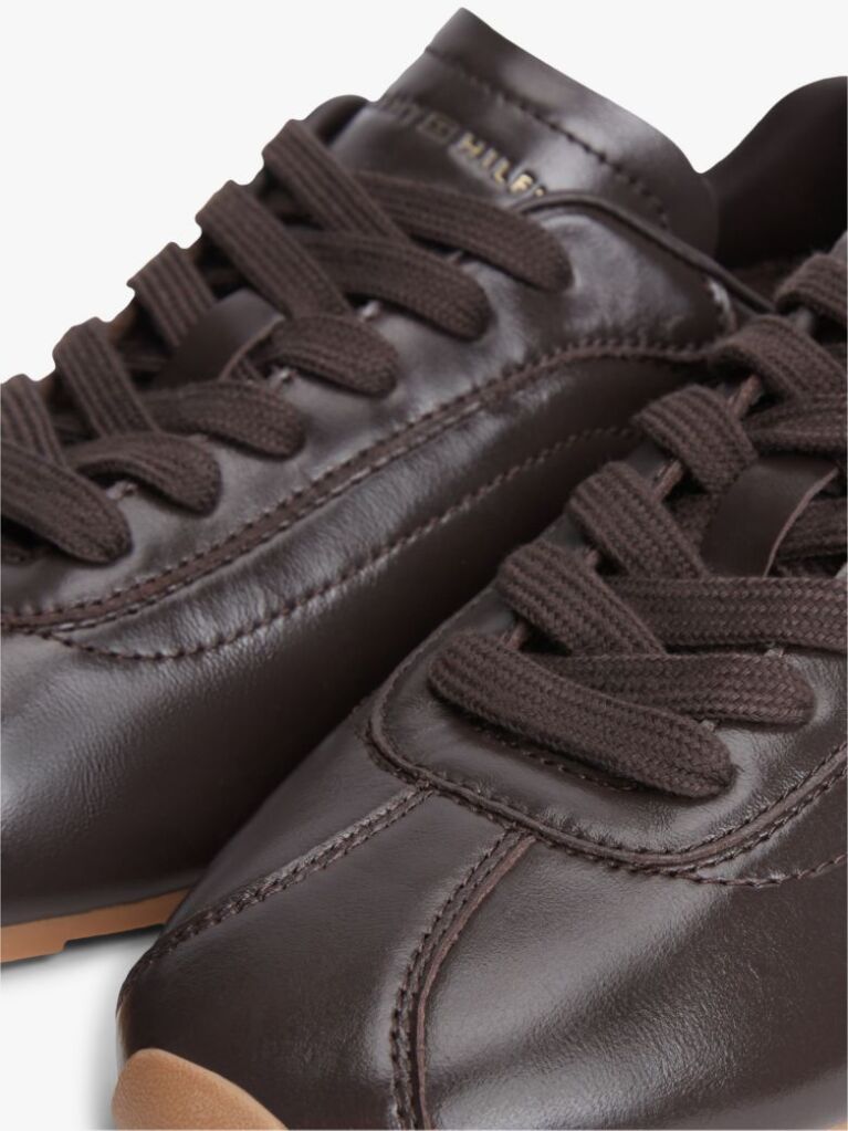 Brown TH Monogram Plaque Leather Trainers  Women