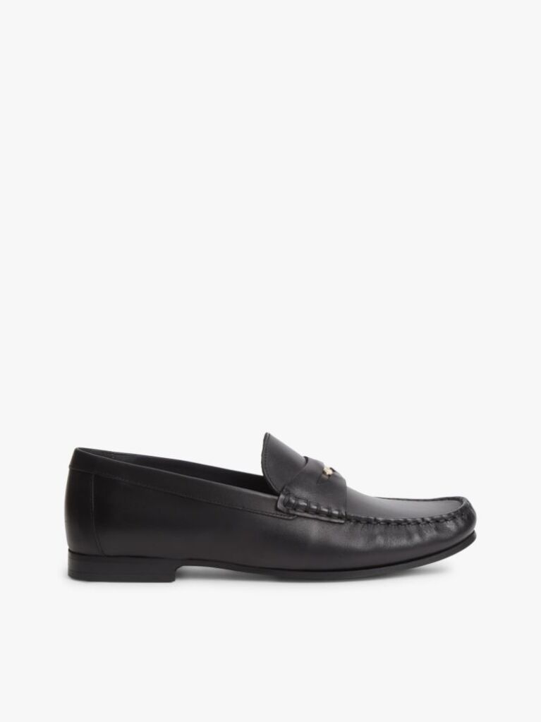 Black TH Monogram Leather Penny Loafers  Women